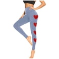 thumbnail image 4 of DDAPJ pyju Valentines Day Leggings for Women, Cute Heart Print Casual Tights High Waisted Stretch Running Yoga Pants Casual Milk Silk Legging Blue XL, 4 of 5