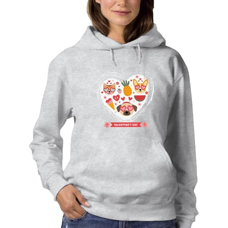 Valentine's Day Pets Love Hoodie Women -Image by Shutterstock, Female Small