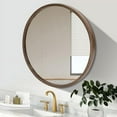 thumbnail image 4 of 19.68 Inch Round Bathroom Mirror Cabinet, Natural Wood Mirror Dressing Cabinet, Round Mirrors for Wall Decor, Walnut Color, 4 of 7