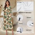 thumbnail image 6 of Yuyamidu Pine Cones Womens Robes Lightweight Zipper Front Robe Christmas Long Sleeve Bathrobe for Ladies Casual House Coats with Pockets Soft Crewneck Nightgowns Size 2XL, 6 of 7