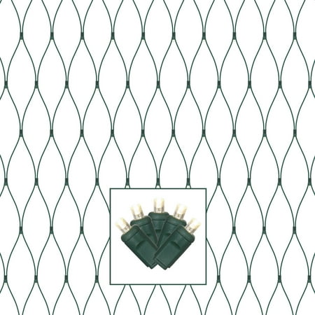 Vickerman 150 Pure White Wide Angle LED Christmas Net Light Set, Green Wire