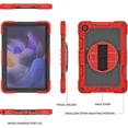 thumbnail image 2 of Shockproof Case For Samsung Galaxy Tab A11+,Anti Drop Silicone+PC Layer Protective Splicing Case 360 ° Rotating Handle Stand With Shoulder Strap,Red,For Galaxy Tab A11+, 2 of 8