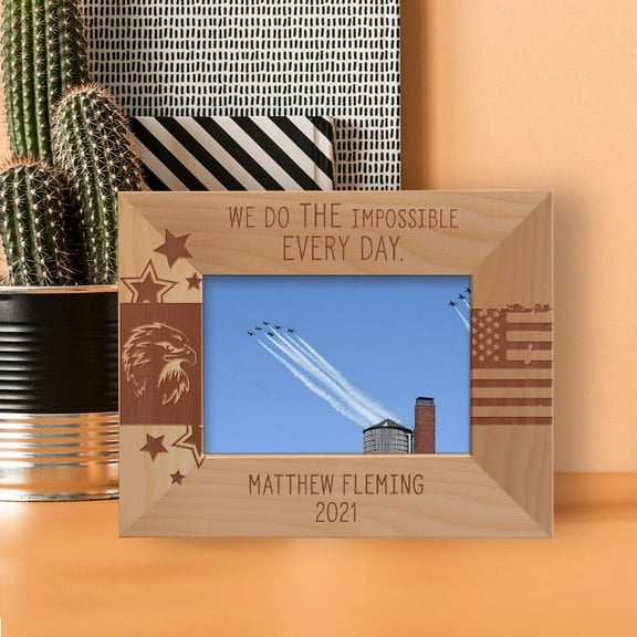 We Do The Impossible Every Day Personalized Wooden Frame-5" x 3 1/2" Brown Horizontal