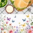 thumbnail image 3 of AshasdS Watercolor Floral and Butterfly Linen Table Mats Set of 4 12x18 inch for Spring Summer Home Table Decor, 3 of 5