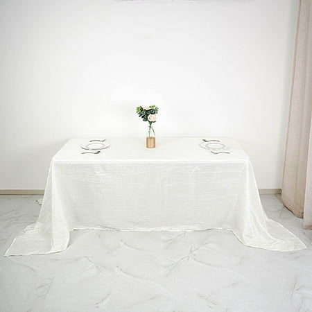 

BalsaCircle 90 x 132 Ivory Accordion Crinkle Taffeta Rectangular Tablecloth Reception