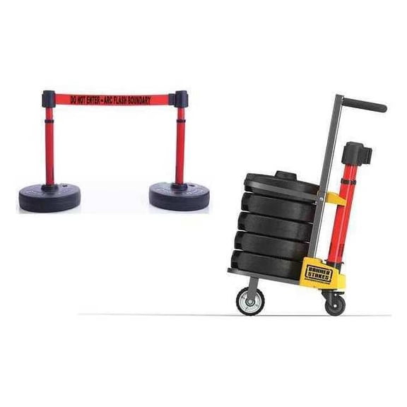 Banner Stakes Plus Barricade System,15 ft. L,Red,Metal PL4079
