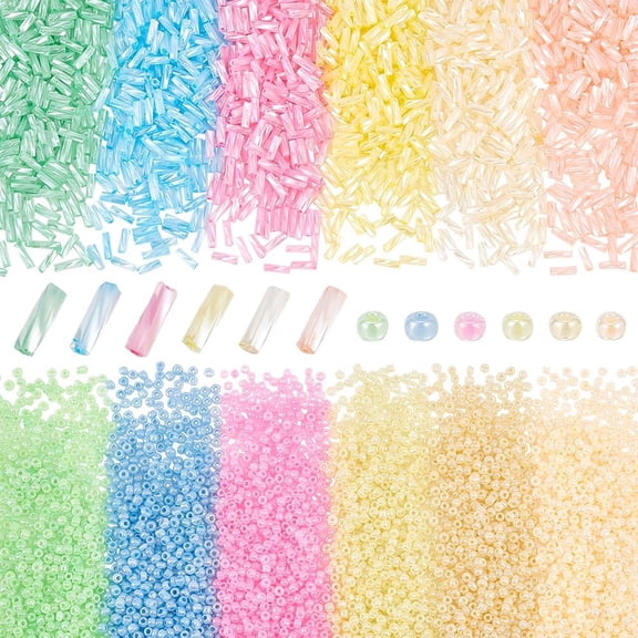 6000pcs 12 style Glass Seed Beads Round & Twist Bugle Beads Ceylon Mixed color 2~7x2mm Hole: 0.9~1mm