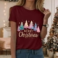 thumbnail image 2 of larppty Christmas Shirts for Women Christmas Tree Printed Tshirts Short Sleeve Round Neck Tops (Wine, 3XL), 2 of 6