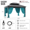 thumbnail image 2 of Pakunoda 11' X 6.5' Gazebo Universal Replacement Privacy 4-Panel Curtains, Waterproof Outdoor Curtains Lake Blue Sidewall with Zipper for Patio Garden Backyard 10' X 12' Gazebo, Curtain Only, 2 of 8