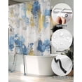 thumbnail image 5 of Split Shower Curtain for Transfer Bench, Blue Yellow Beige Fabric Shower Curtains for Bathroom, Retro Abstract Modern Art Painting Tub Sliding Transfer Bench Waterproof Bath Curtains 72"x96", 5 of 9
