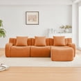 thumbnail image 3 of Boneless Sofa,3 Seat High-Quality Teddy Fabric,Anti-Slip Design,No Assembly Curved Armrests Streamlined Design,Assembly Chaise 32D High Density Sponge For Living Rooms Bedrooms,Orange, 3 of 5