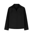 thumbnail image 4 of Crunowin Womens V-neck Linen Shirts, Spring Summer Blouse Top with Pockets Black 2XL, 4 of 6