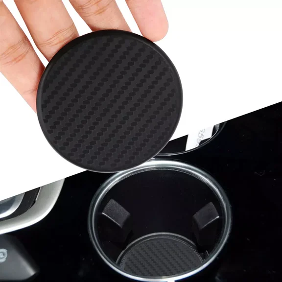 Set Of 2 Drink Coasters Round Cup Mat Pad For Home And Kitchen Use Black