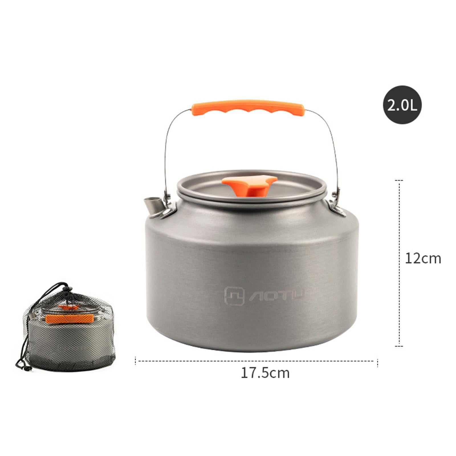 Odoland 4L Camping Kettle Set with 4 Cups Durable Stainless Steel Camp Tea Coffee Water Pot with 4 Mugs for Hiking Backpacking Outdoor Camping and Pi