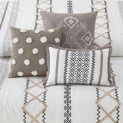 Lanco Luxury 7 Piece Cozy Boho Comforter Set King Beige Embroidered Girls Bedding , Premium Microfiber , All Season Home Décor