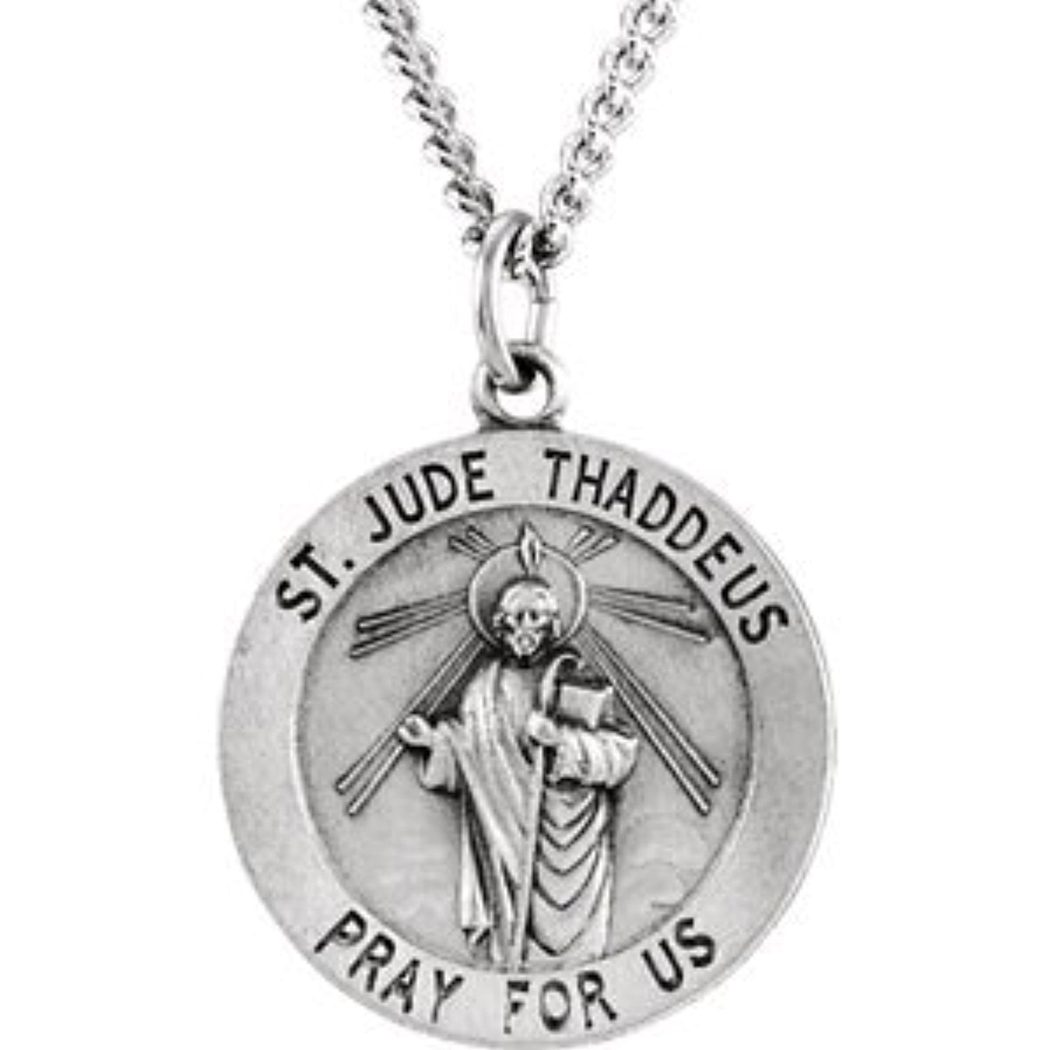 Bedrock Jewelry Sterling Silver 22mm Round St. Jude Thaddeus Medal 24