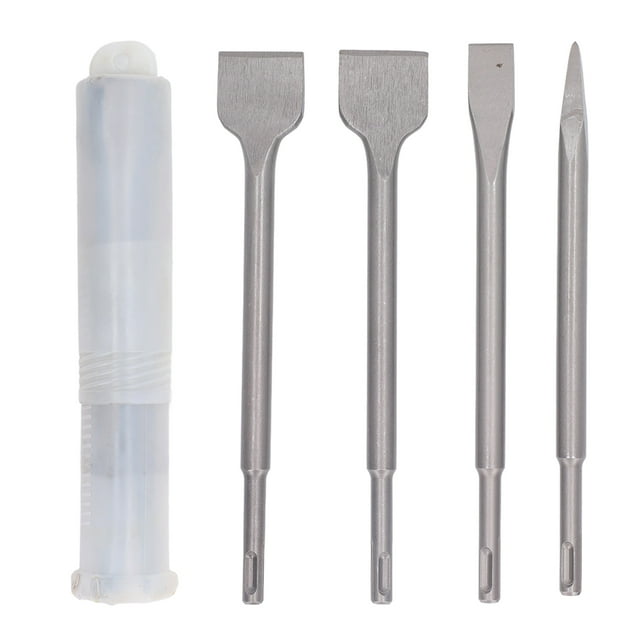 Juego de 4 cinceles de martillo eléctricos con punta de vástago redondo y cincel plano para piedra, hormigón, pared de ladrillo