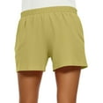 thumbnail image 6 of High Waisted Yoga Linen Shorts for Women 7" Inseam Drawstring Low-Rise Mid-Thigh Compression Shorts Cute Tall Beach Bermuda Shorts with Pockets Yellow XL, 6 of 6