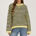 thumbnail image 4 of JUUNthy Sweater for Womens, Striped Pullover Long Sleeve Round Neck Loose Casual Knitted Tops Sky Blue XL, 4 of 12