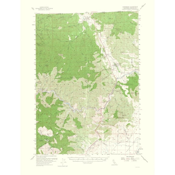 Topographical Map - Hornbrook California Quad - USGS 1964 - Vintage Wall Art