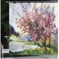 thumbnail image 4 of Ambesonne Flower Shower Curtain, Spring Blooming Nature, 69"Wx84"L, Pink Green, 4 of 5