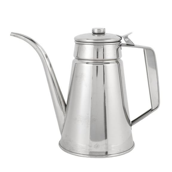 Riousery 1L Stainless Steel Oil Dispenser with Lid, 304 Leakproof Cooking Oil Pot & Soy Sauce Cruet, Long Spout Storage Can for Home Kitchen, Silver