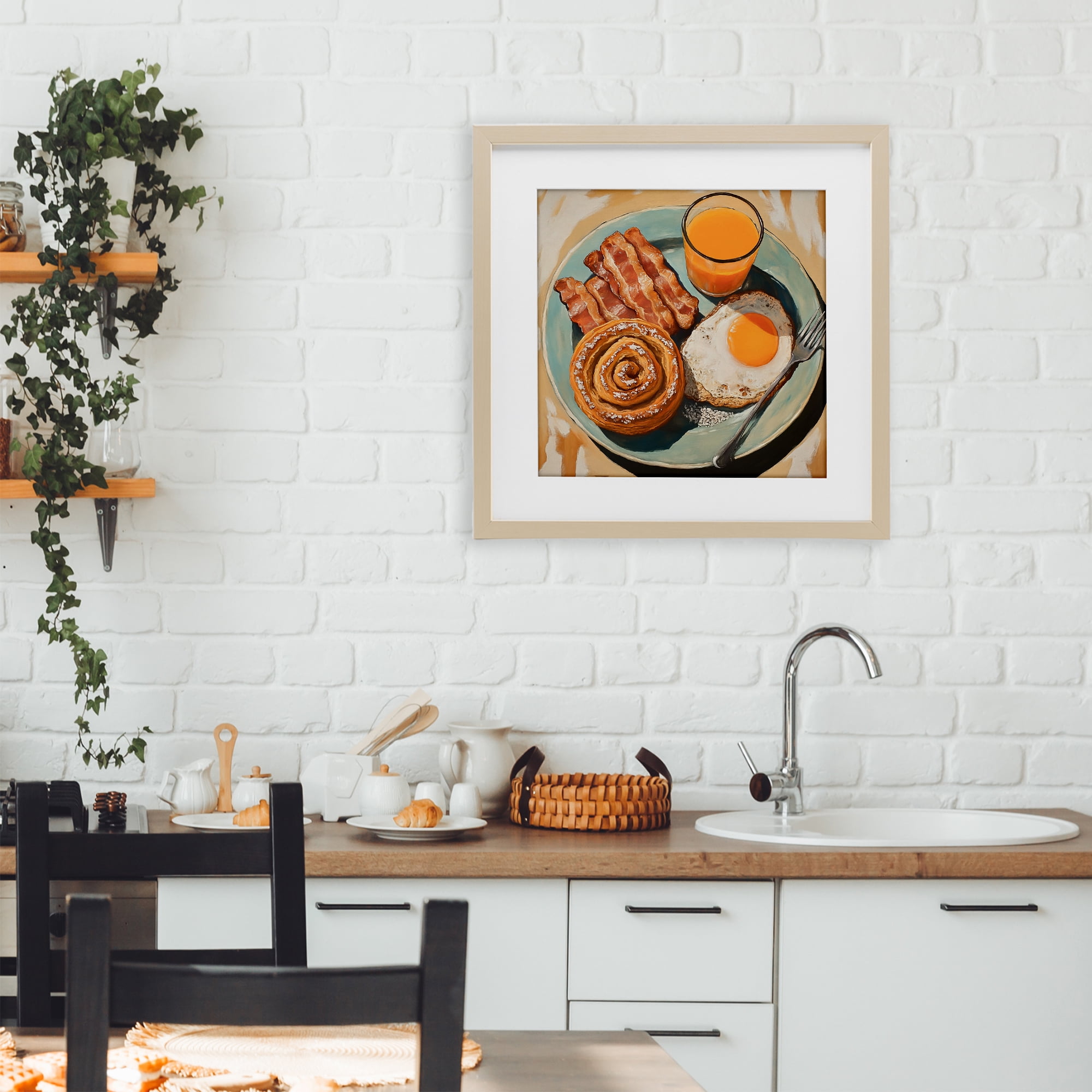 Stupell Industries Cinnamon Roll Breakfast Birch Framed Print Under Glass, design by Tina LeCour
