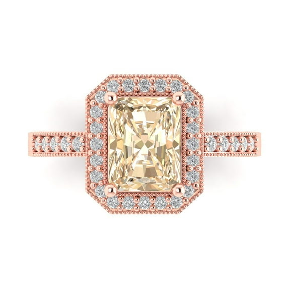 Halo Engagement Ring for Women - 2.78ct Natural Morganite in 14K Rose Gold Promise Ring