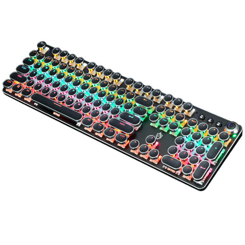 K820 Retro Steampunk Gaming Mechanical Keyboard-Blue Switch-RGB LED ...