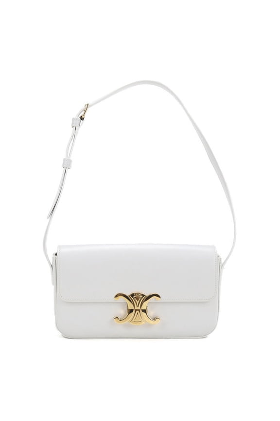 Pre-Owned CELINE Triomphe Shoulder Bag 194143BF4.01HT (White)
