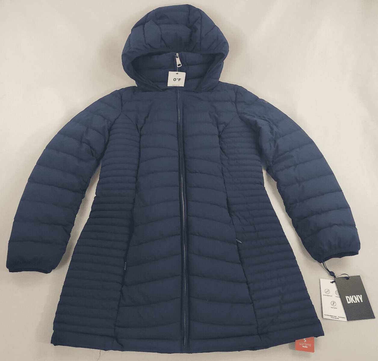 new DKNY women coat DL2MP299 navy water resistant faux down