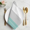 thumbnail image 2 of Turquoise Grey Stripe Cloth Napkins, Modern Art Horizontal Striped Washable and Reusable Dinner Napkins Set of 8, Table Napkin for Kitchen Party Birthday Wedding Hotel Housewarming 20"x20", 2 of 9