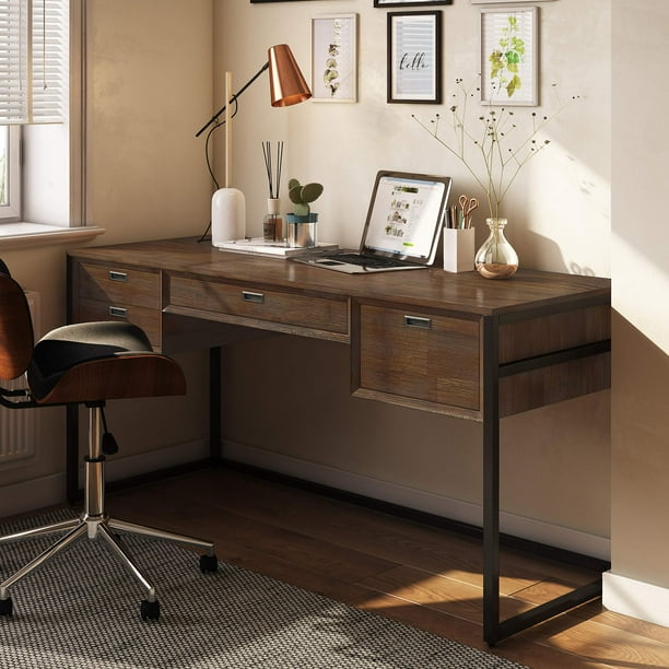SIMPLIHOME Richmond SOLID WOOD Modern Industrial 60 inch Wide Home