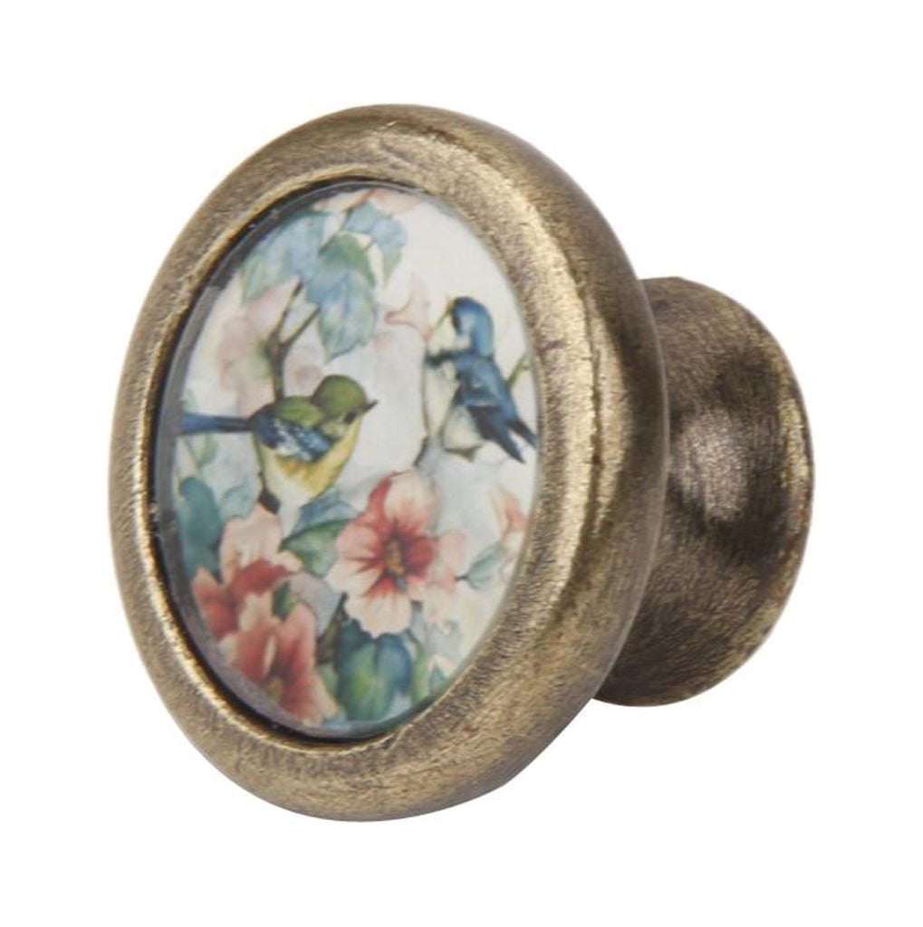 YWMJZEU 5 x Cabinet Door Drawer Bin Handle Pull Knob Hardware -Bird and Flowers