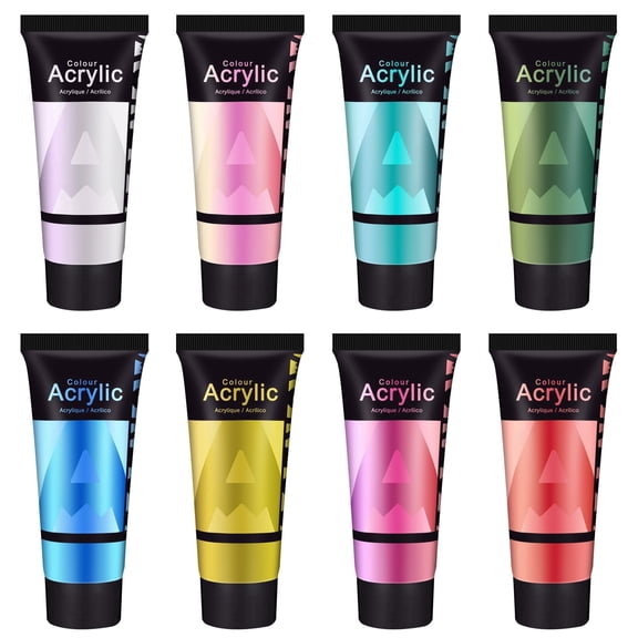 AUREUO Iridescent Acrylic Paint, 8 Colors x 0.71 fl oz / 21ml Pearlescent Acrylic Paint Set, Glitter for Canvas, Rocks, Wood, Fabric, Ceramic