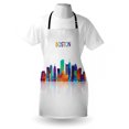 thumbnail image 4 of Boston Apron, Skyline Silhouette of Vibrant Rainbow Color Geometric Style and Reflection Effect, Unisex Kitchen Bib with Adjustable Neck for Cooking Gardening, Adult Size, Multicolor, by Ambesonne, 4 of 4