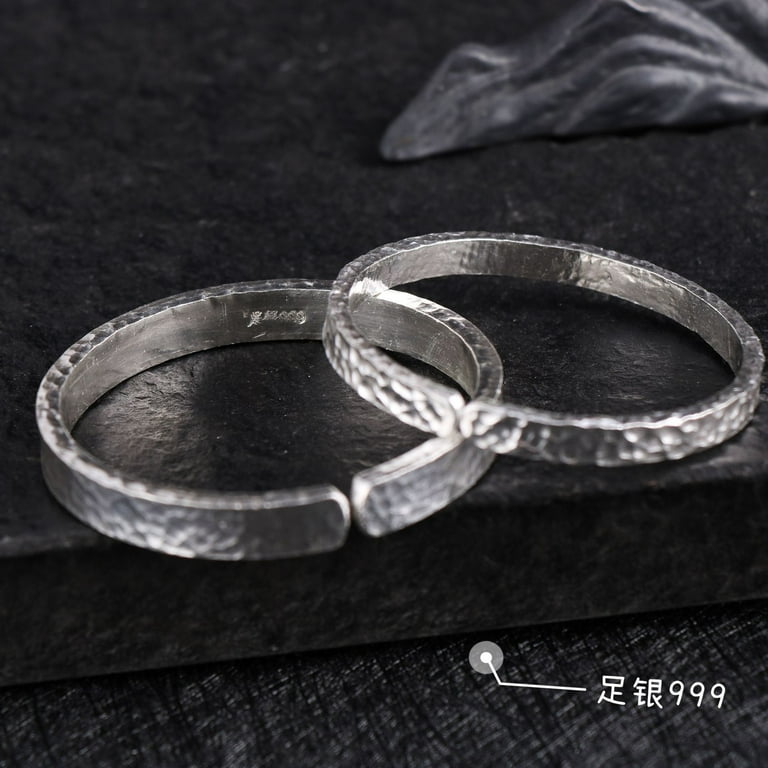Wollet S999 Sterling Silver Couple Bangle Bracelet Snowflake