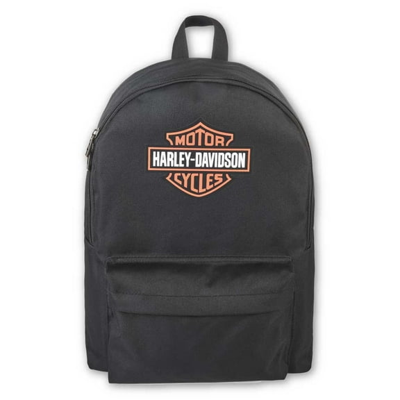 Harley-Davidson Bar & Shield Graphic Backpack w/Adjustable Straps - Black/Orange, Harley Davidson