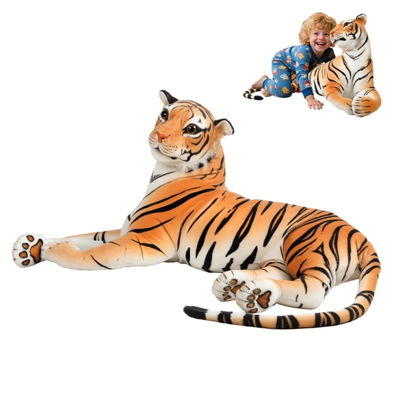 Wliqien Giant Tiger Pillow, Life Size Tiger Toy, Lifesize Stuffed Animal Doll, Big Tiger Stuffed Animal, Extra Large, Plush Lifesize Tiger