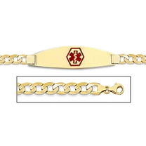 14K Gold Medical ID Bracelet W/ Curb Chain with Enamel - 7-1/2 Inch