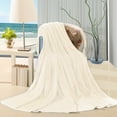 thumbnail image 2 of Howarmer Off-White Fuzzy Bed Blanket, Throw Size Soft Flannel Fleece Blankets, All Season Lightweight Warm Bed Throws, 50 x 60 Inch, 2 of 7
