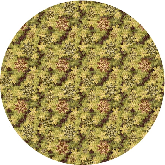 Ahgly Company Indoor Round Patterned Dark Bronze Brown Area Rugs, 4' Round