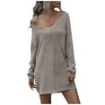 thumbnail image 3 of JINMGG V Neck Sweaters for Women Fall Winter Clearance,Women's Long Sleeve Solid Color Knitted Loose V Neck Sweater, 3 of 6