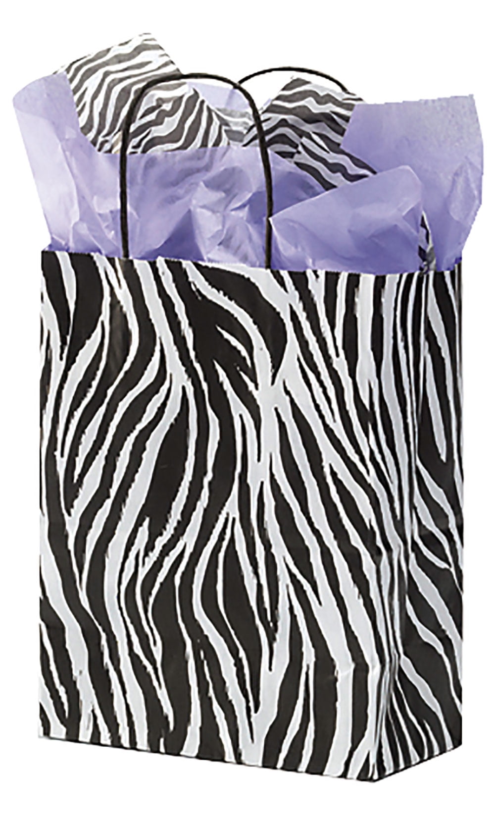 Medium Zebra Skin Paper Shopping Bags Case of 25