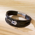 thumbnail image 3 of Men's Fashion Guitar Design Braided Leather Bracelet, Punk Party Festival Gift Accessory, Unisex Adjustable Leather Band with Guitar Charm, 3 of 5