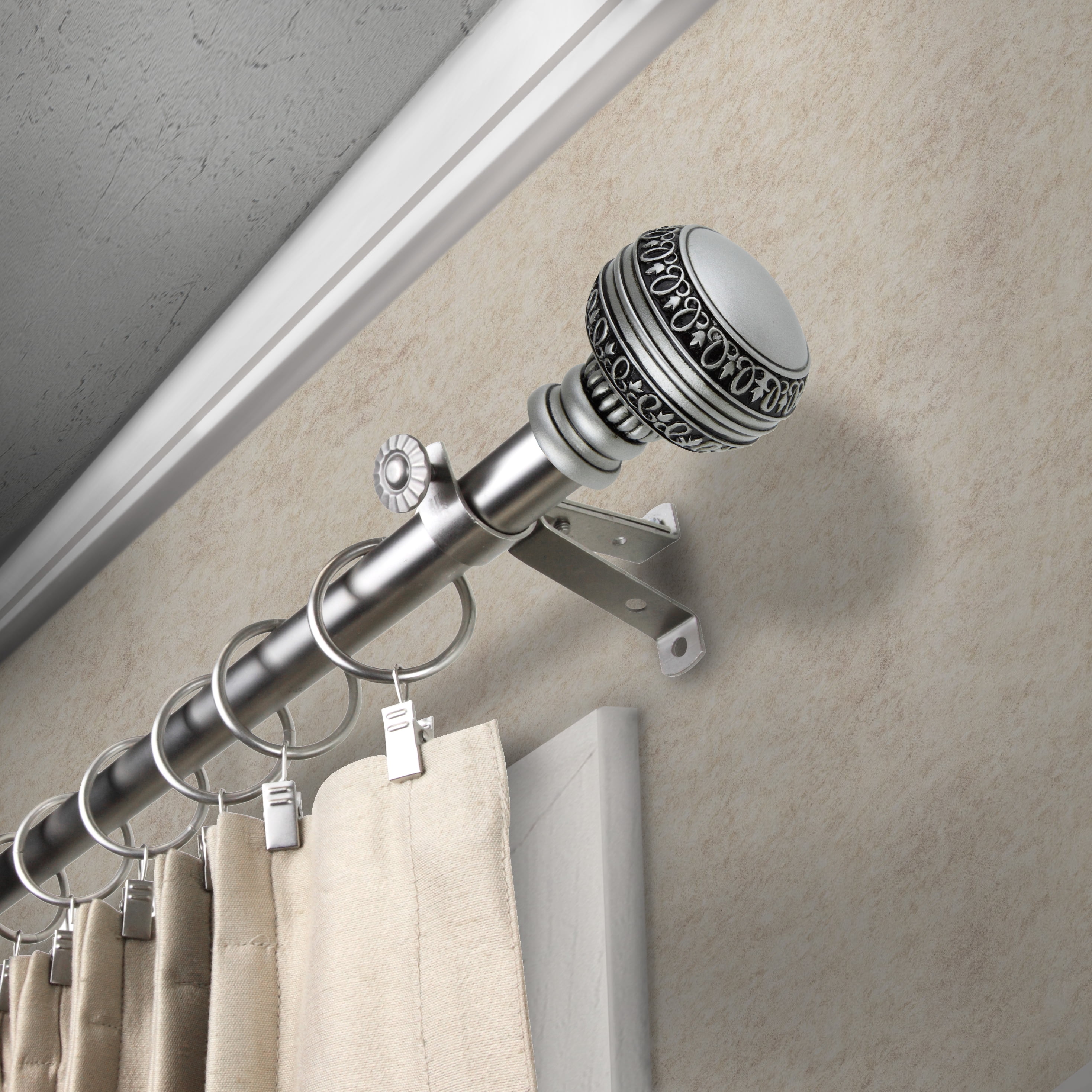 13/16" Dia Adjustable 120-170" Siena Curtain Rod in Satin Nickel