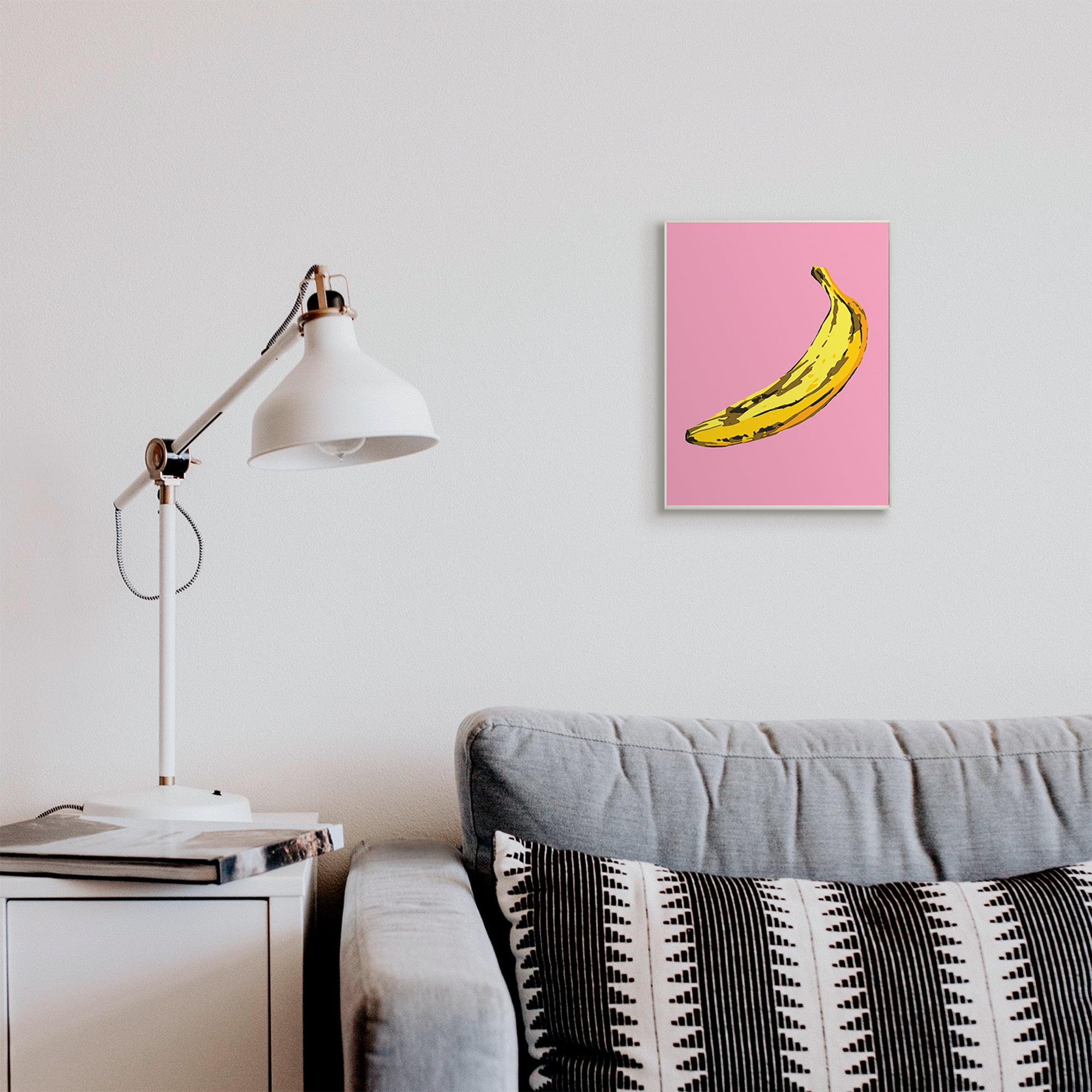 Stupell Industries Banana Pink Pop Tropical Fun Minimal Fruit Food & Beverage Painting Unframed Art Print Wall Art, 10 x 15