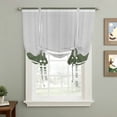 thumbnail image 2 of Dark Green Striped Balloon Curtains for Living Room/French Door, Abstract Modern Geometric Stripes Tie Up Curtains 63 Inch Length Energy Saving Kitchen Curtains Shades for Windows 42"x63", 2 of 8