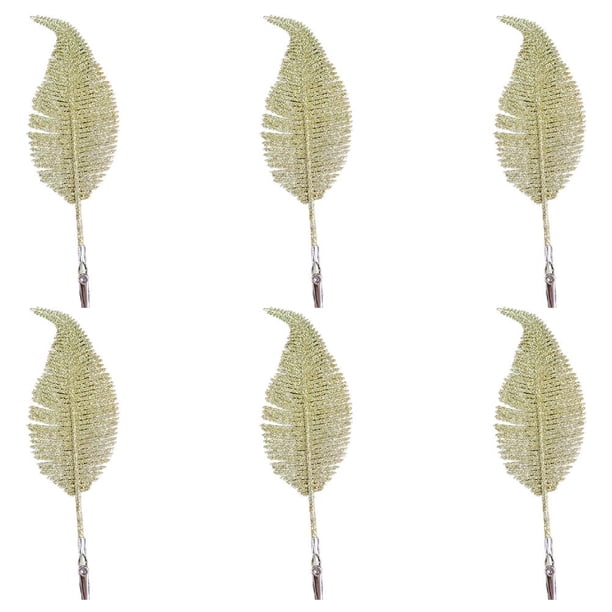 Hojas De Brillo De Simulación De Navidad, 6 Uds., Decoración De Navidad, Pluma De Plástico De Simulación Para Vacaciones, Bodas Y Fiestas Inevent HA045229-02