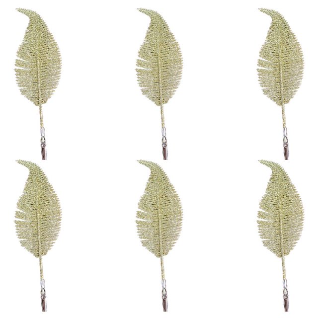 Hojas De Brillo De Simulación De Navidad, 6 Uds., Decoración De Navidad, Pluma De Plástico De Simulación Para Vacaciones, Bodas Y Fiestas Advancent HA045229-02